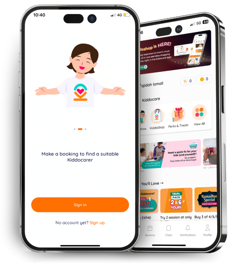 Kiddocare app on a phone